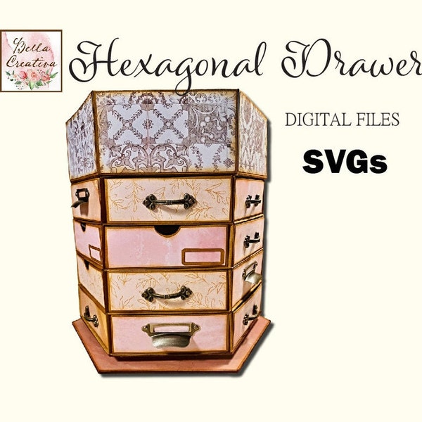 SVG Hexagonal Drawers - Cut Files for Electronic Cutting Machines - Video Tutorials, PDF Instructions