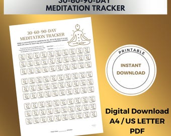 Tracker di meditazione, diario di meditazione stampabile, tracker semplice, meditazione quotidiana in PDF, pratica quotidiana, download digitale istantaneo, formato A4/lettera
