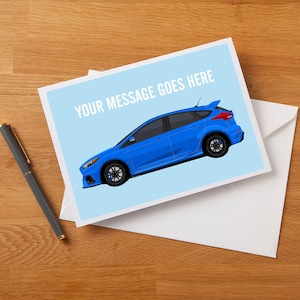Carte de voeux personnalisée pour fan art Ford Focus RS MK3