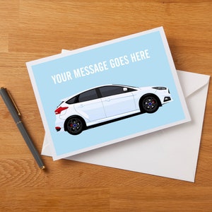 Gepersonaliseerde Focus ST MK3.5 (zwarte legeringen) fanart-wenskaart/verjaardagskaart/nieuwe autokaart/