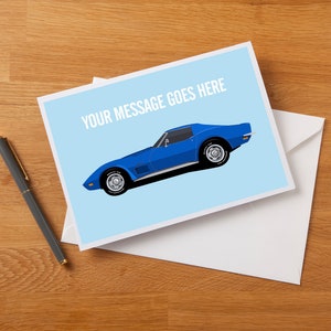 Carte de voeux personnalisée Fan Art Corvette Stingray, carte d'anniversaire