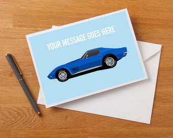 Personalised Corvette Stingray Fan Art Greetings Card