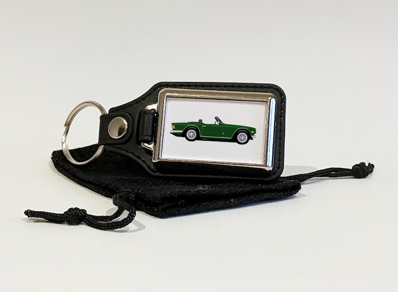 Triumph Ribbon Key Chain Triumph TR6 Illustration Key Ring, Key Chain, Key Fob, Chrome Metal and ...