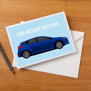Carte de voeux personnalisée Focus ST MK3.5 (alliages d'argent) Fan Art/carte d'anniversaire/carte de voiture neuve/