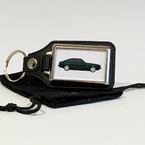 Capri 280 Brooklands illustration Key Ring, Key Chain, Key Fob, Chrome Metal and Faux Leather, Car Gift.