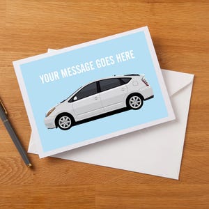 Carte de voeux personnalisée Prius (plusieurs couleurs), carte d'anniversaire, première voiture, nouveau conducteur, carte d'anniversaire.