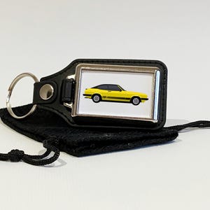 Capri S illustration Key Ring, Key Chain, Key Fob, Chrome Metal and Faux Leather, Car Gift, Many car colours available