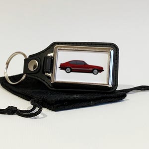 Capri Laser illustration Key Ring, Key Chain, Key Fob, Chrome Metal and Faux Leather, Car Gift, Many car colours available