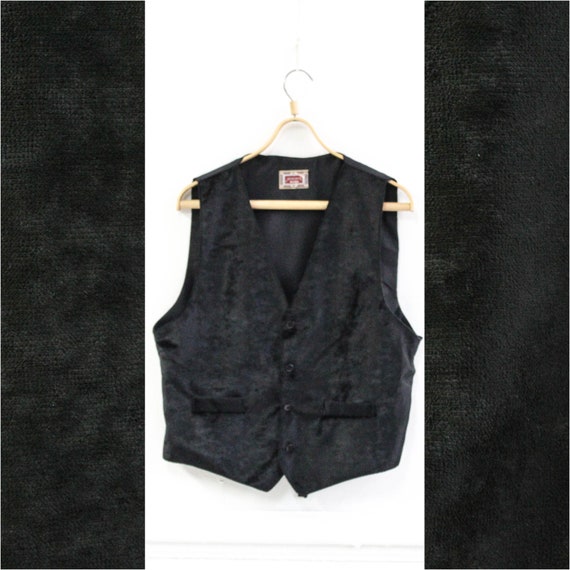 Black velvet men vest, Black velvet vintage waistc