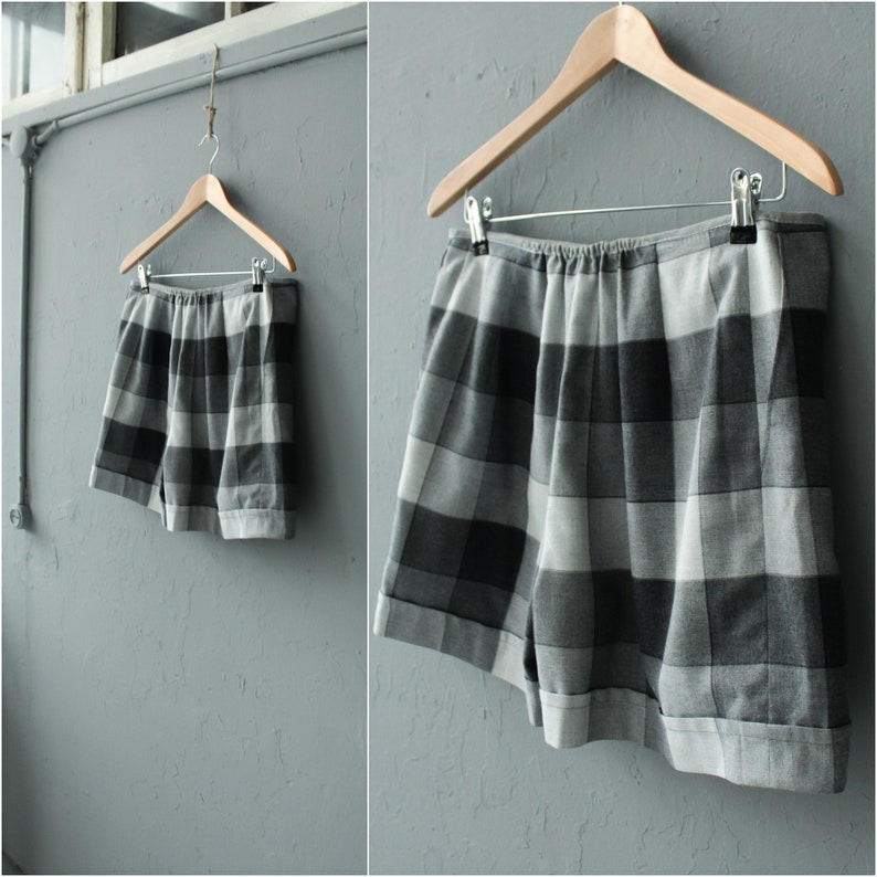 Vintage grey Minimalist shorts Size Large W32 Gray checkered shorts