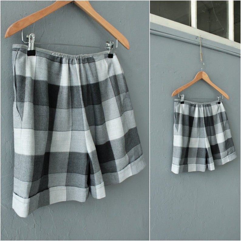 Vintage grey Minimalist shorts Size Large W32 Gray checkered shorts