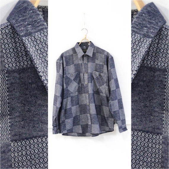 Unisex Cotton Flannel Long Sleeve Checked Shirt Vintage Unused LARGE Soviet Vintage Men Shirt