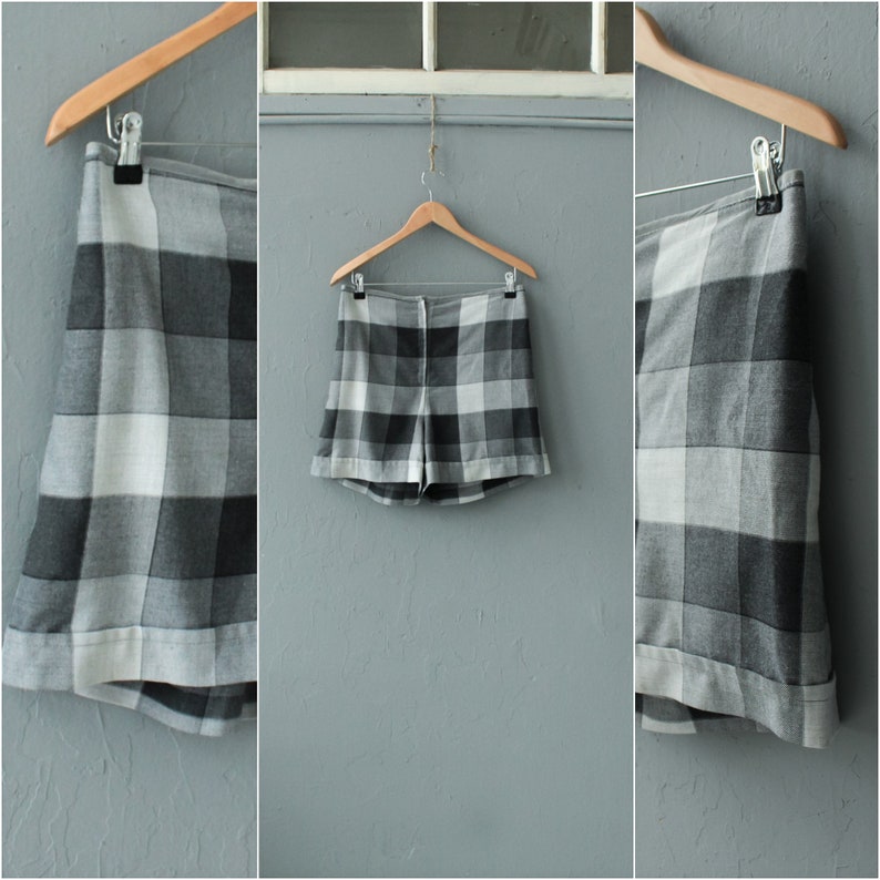 Vintage grey Minimalist shorts Size Large W32 Gray checkered shorts