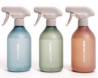 Lot de 3 bouteilles de nettoyage réutilisables Vove Premium | Pulvérisateur à gâchette étanche en bouteille 100 % recyclée, design scandinave500 ml / 17 fl oz