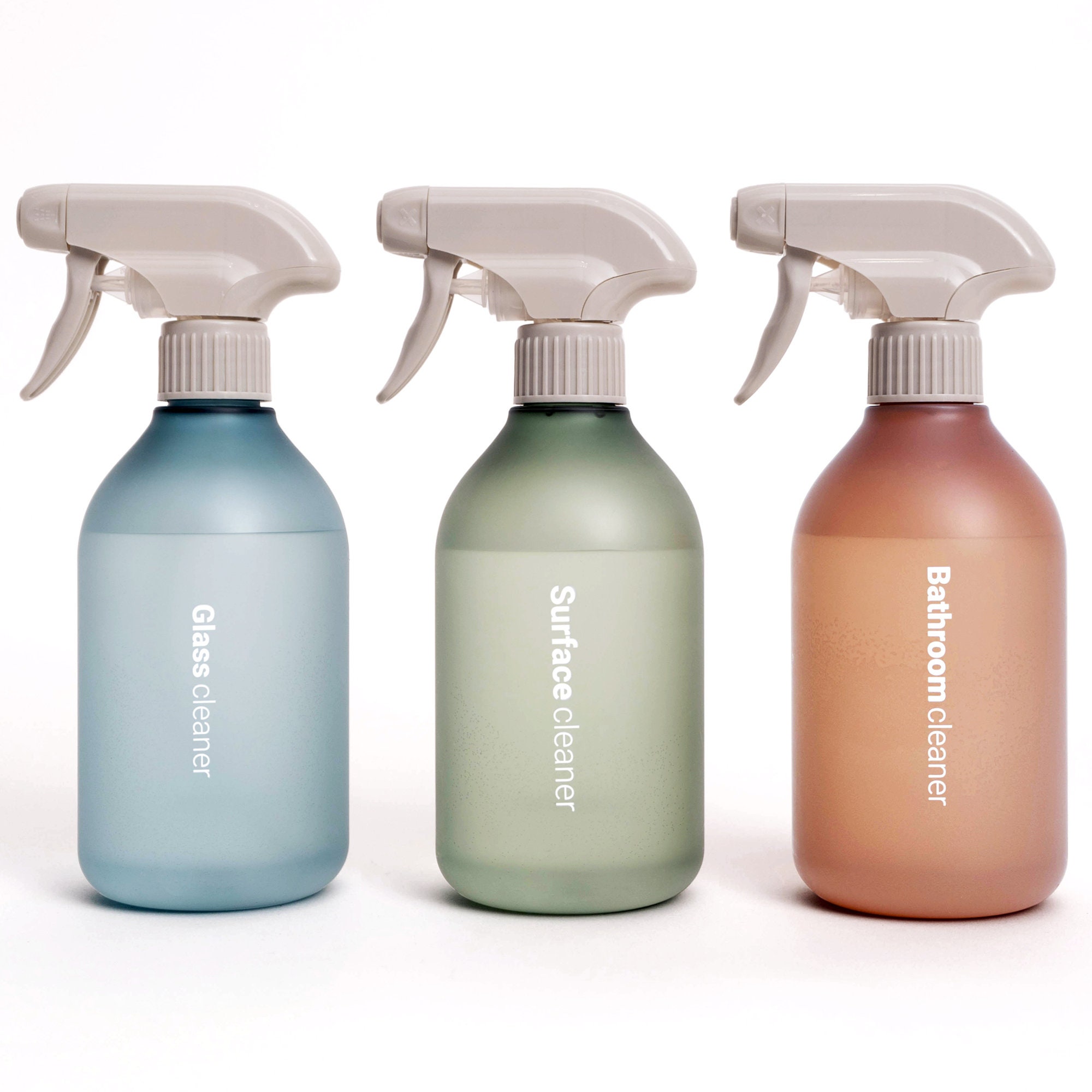 Vove Premium Reusable Cleaner Bottles 3 pack | 100% Recycled bottle Leakproof Trigger Sprayer, Scandinavian design500ml / 17fl oz