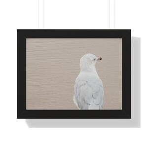 Elegant Framed Horizontal Poster of a White Bird, Minimalist Wall Art, Nature Decor, Modern Home Decoration, Bird Lovers Gift