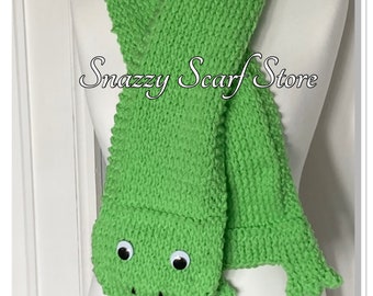 Hand Knitted Freddie The Frog Novelty Scarf