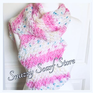Hand Knitted Pink Colourmix Zig Zag Scarf