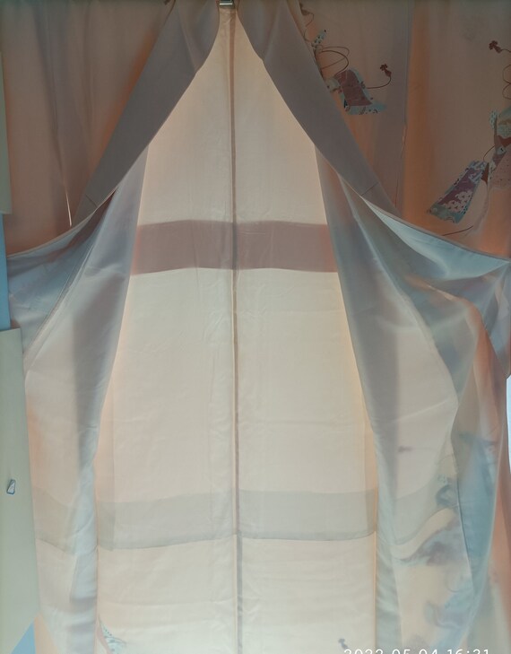 authentic kimono Komon orange pink  100% silk hig… - image 7