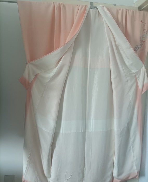 authentic kimono Komon orange pink  100% silk hig… - image 4