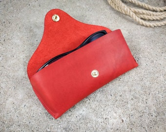 Ledertasche für Brillen, Crazy Horse Leder, Brillenetuis aus Leder, Zubehörkoffer, Echtleder