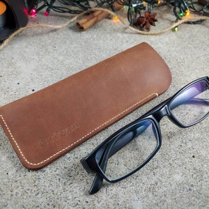 Etui en cuir pour lunettes, cuir de cheval fou, Etuis à lunettes en cuir, Etuis à accessoires, Cuir véritable