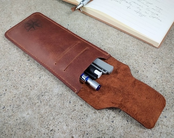 Federmäppchen, Lederetui für Stift, Federmäppchen, Leder Crazy Horse, Echtleder, Zubehör für Stift