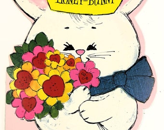 Vintage For You Honey-Bunny With A Big Hug For Valentine's Day Card Signed