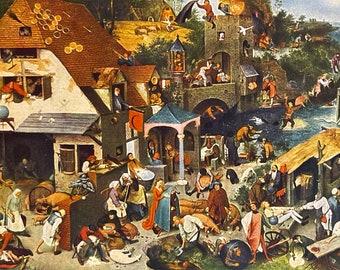 Carte postale pliante couleur Art Pieter Bruegel, musées nationaux de Berlin vintage