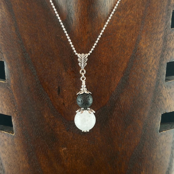 Ice and Lava - smaller sized pendant - Lava and Crystal Necklace made in Reykjavik