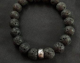 Plain Lava Armband met mooie grote 10mm lava kralen