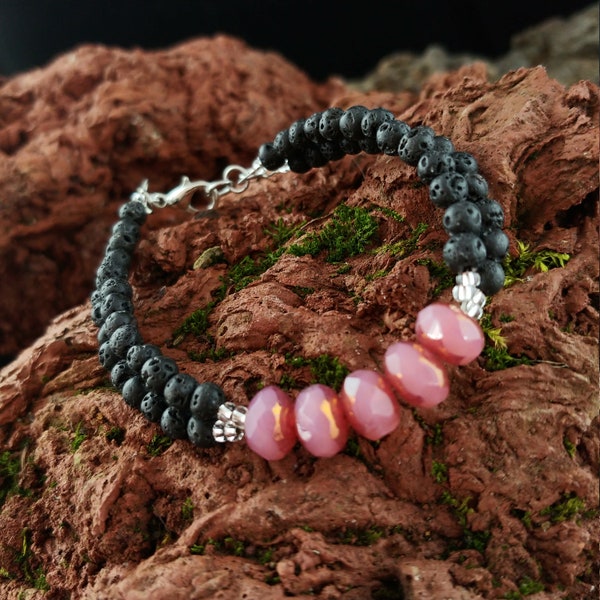 Rose Opal Lava Bracelet – Lava Rock Reykjavik – Icelandic Jewelry