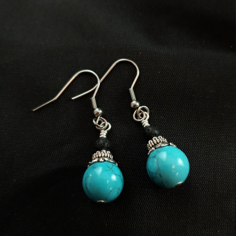 Glacier Earrings With 4mm Lava Icelandic Handmade Jewelry Etsy