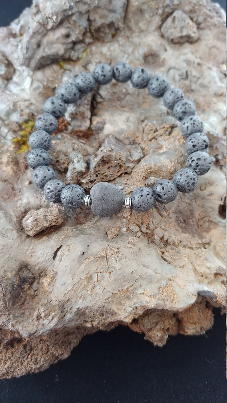 Lava Rock Bracelet with Lava Heart image 2