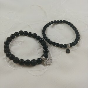 Bracelet en lave et onyx avec charme islandais - 2 types