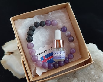 Lava Diffuser Bracelet - with Lofnarblóm (Lavender) Aroma