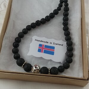 Lava Stone Necklace with Tibetan Silver Charm image 3