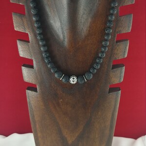 Lava Stone Necklace with Tibetan Silver Charm image 5