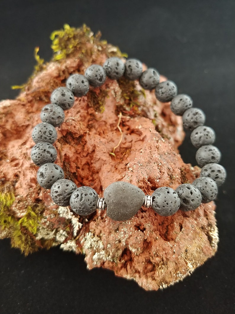 Lava Rock Bracelet with Lava Heart image 3