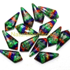 Ammolite quartz gemstone, 8 pieces fancy shape gemstone, ammolite hydro, ammolite gemstone jewelry, both side faceted stone, size 14x31  mm