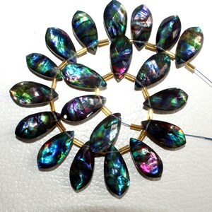 Ammolite Quartz Gemstone For Jewelry, 8 Pieces Size 10x20 mm, Fancy Shape Gemstone Jewelry, Faceted Gemstone, Top Drilled Gemstone Beads