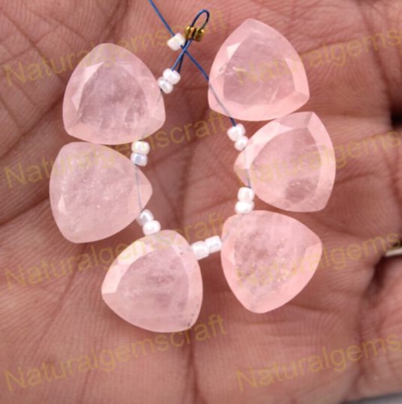 Genuine Natural Rose Quartz Gemstone Beads 14MM Pink Trillion Etsy