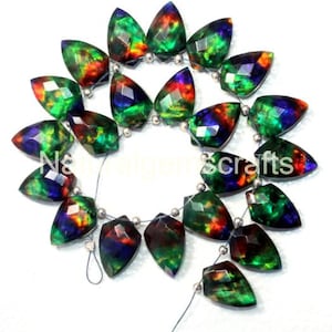 Ammlolite Gemstone Hydro, 10 Pieces Shield shape gemstone, Drilled gemstones, Handmade Stones, Rare gemstone, drilled jewelry, Size 10x15mm