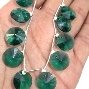 Emerald Beads, 8 Pieces, Emerald Color Glass, Faceted Cut Beads, Fashion Jewelry, Emerald Beads Jewelry size 14x14 mm Fancy Cut Gemstone