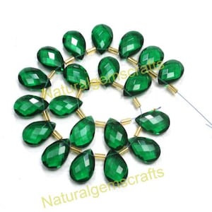AAA quality Emerald quartz gemstone, 10 pieces lot, drilled gemstone, faceted gemstone pear, emerald hydro, stone for earring size 10x15 mm
