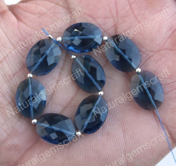 London Blue Quartz Gemstone,Blue Quartz Oval Shape Loose Gemstone,AAA Quality London Blue Quartz Smooth Gemstone,Size 14-14.5 mm