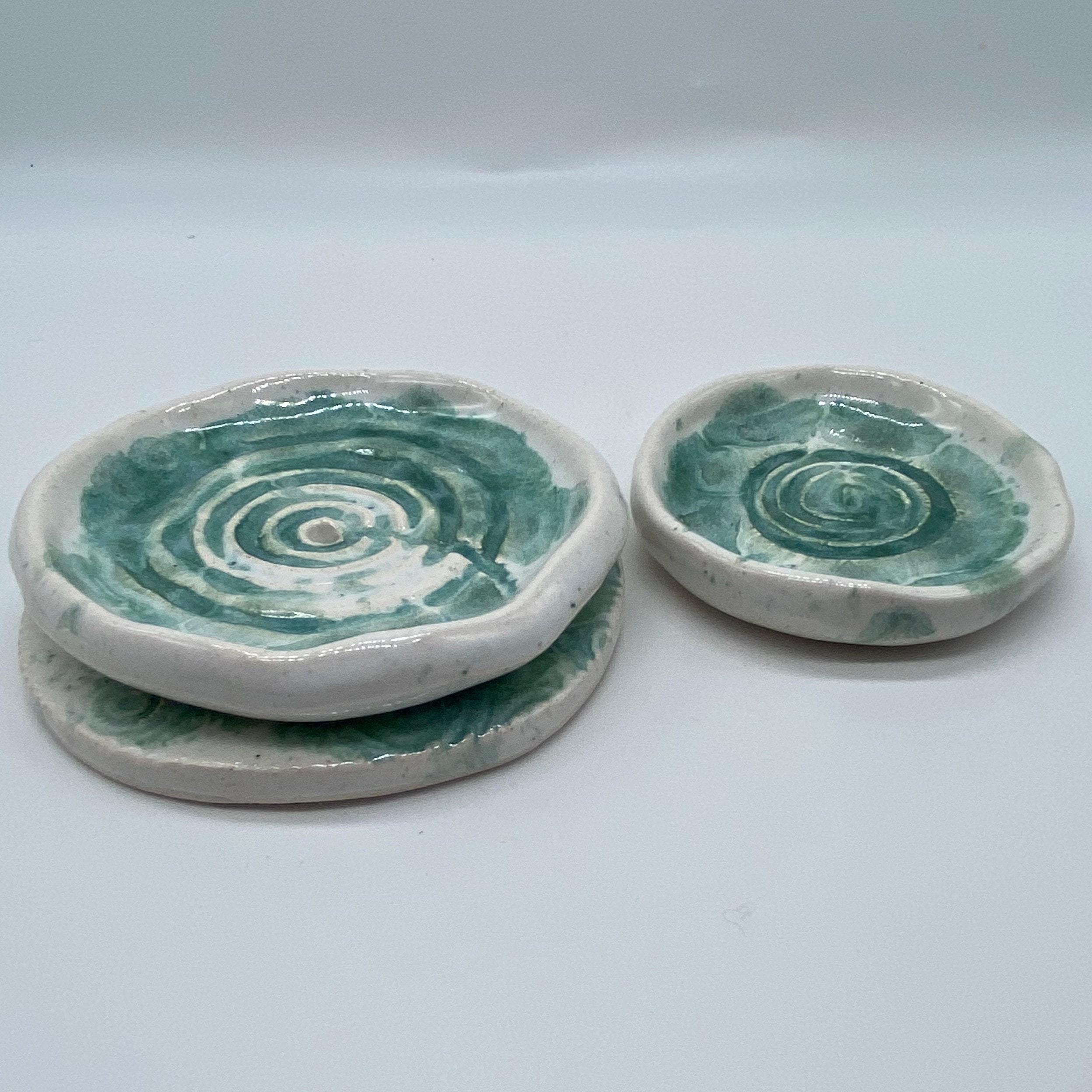 Ceramic Draining Soap Dish with Ring Dish Set, ‘Achnabreac’