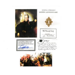 Historic Piece of Andrew Jackson Hair from the Mushro Collection with COA