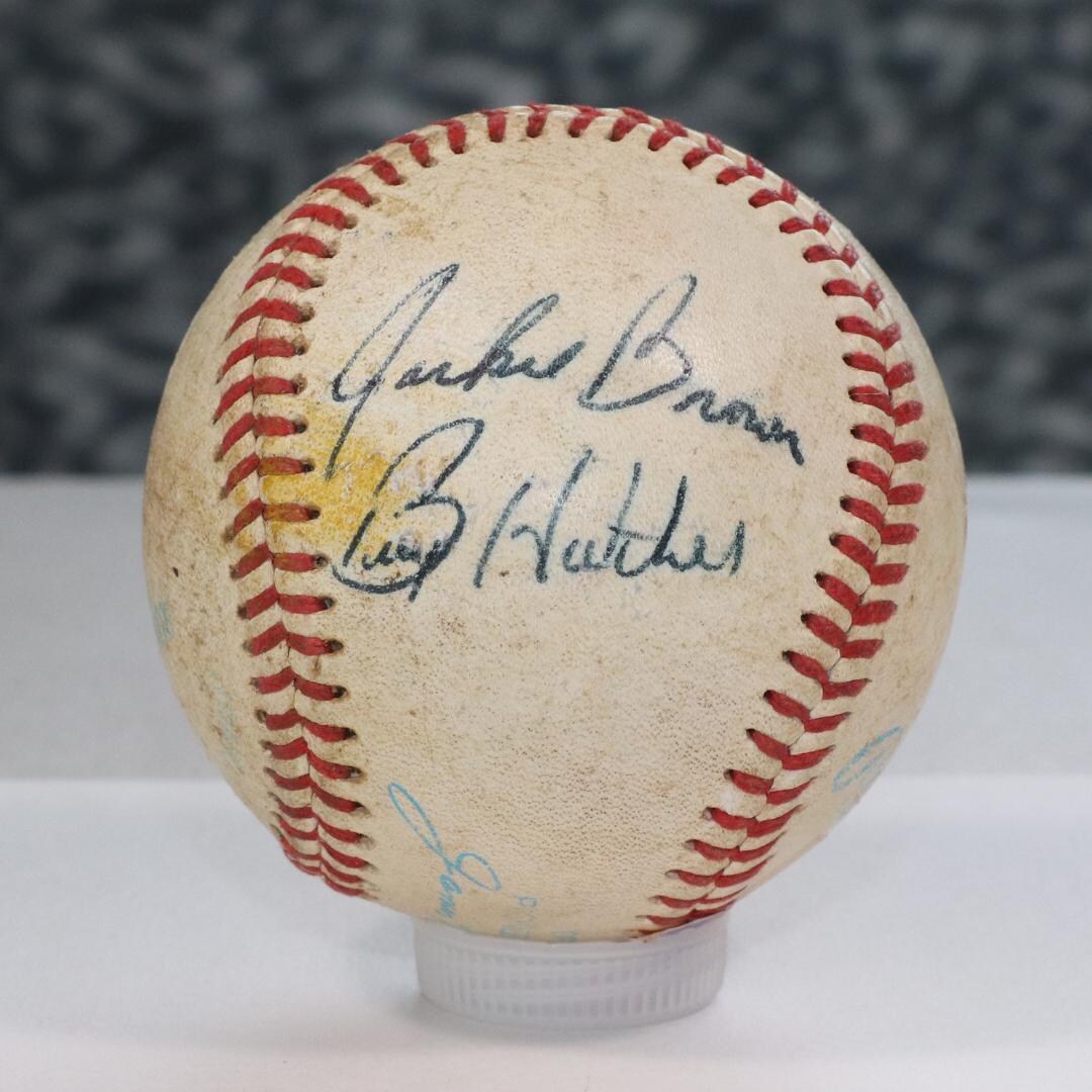 Multi-autographed Baseball by Billy Hatcher and Jackie Brown, Coaches ...