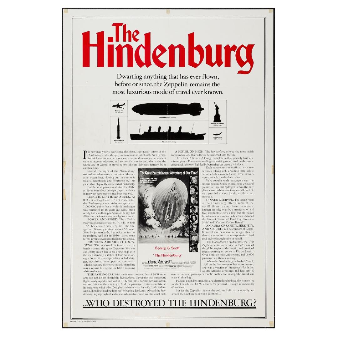 Vintage Original 1975 Movie Poster for Movie "the Hindenburg", Hard to ...